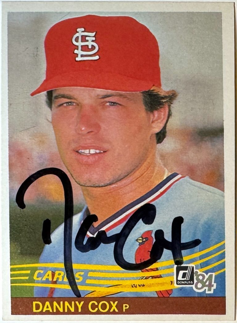 Danny Cox signed 1984 Donruss On Card Auto #449 -  COA (St. Louis Cardinals)