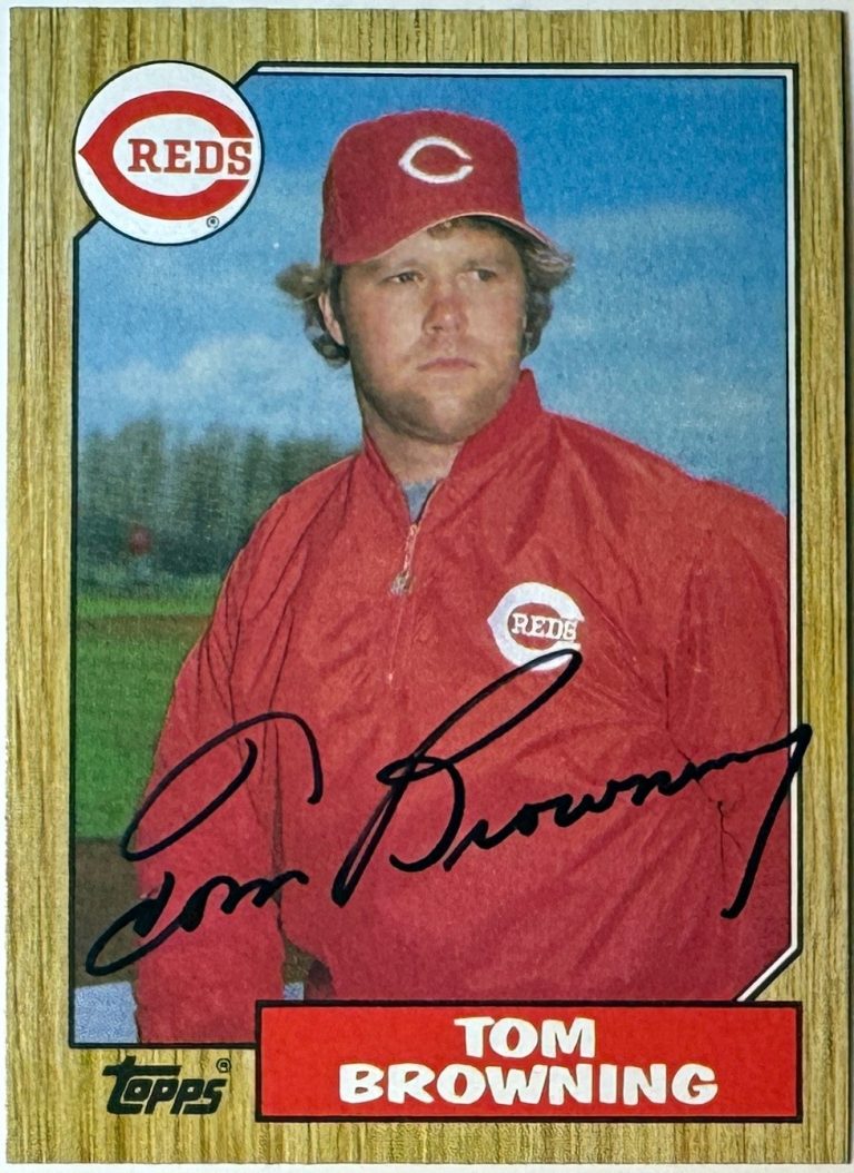 Tom Browning signed 1987 Topps On Card Auto #65- COA  -  (Cincinnati Reds)