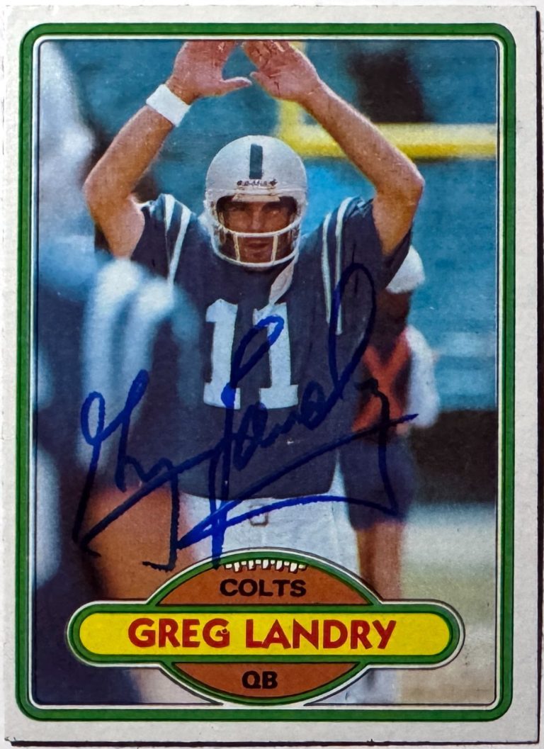 Greg Landry signed 1980 Topps On Card Auto #265 - COA (Baltimore Colts)
