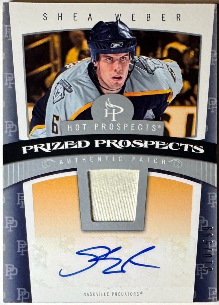 Shea Weber signed 2006-07 Fleer Hot Prospects Prized Auto/Patch RC Card #120