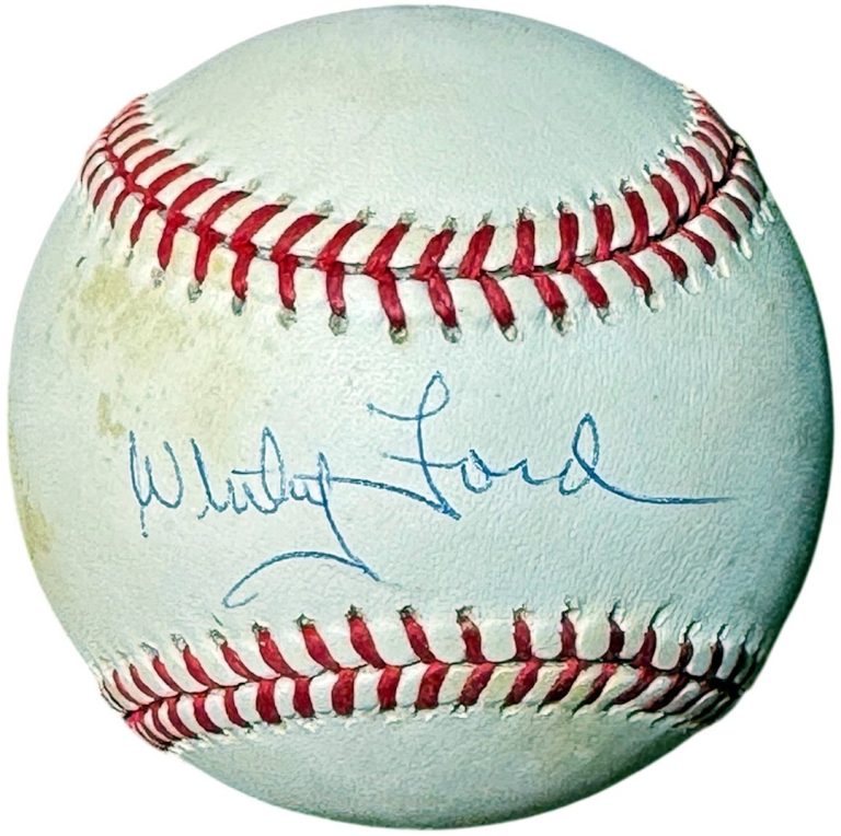 Whitey Ford signed Rawlings Official American League Baseball toned - COA (HOF)