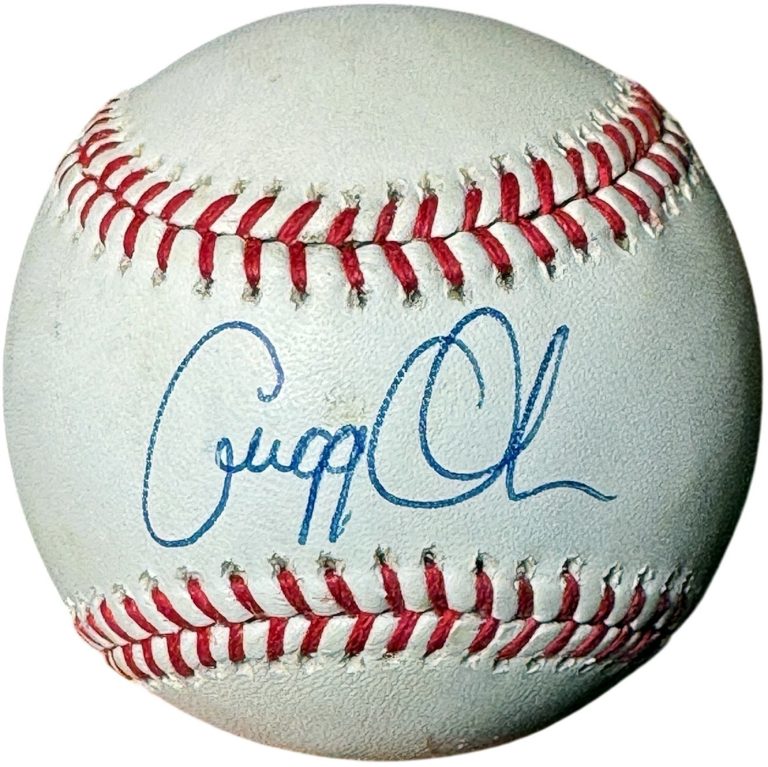 Gregg Olson signed ROAL Official Rawlings American League Baseball imperfect-COA