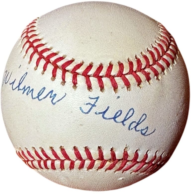 Wilmer Fields signed ROAL Rawlings OFC American League Baseball toned- COA Grays