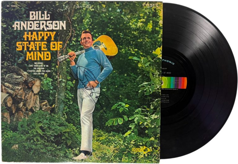 Bill Anderson signed 1968 Happy State of Mind Album Cover/LP/Vinyl Record - JSA