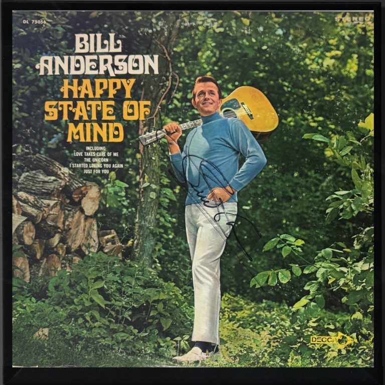 Bill Anderson signed 1968 Happy State of Mind Album/LP/Vinyl Record Framed- JSA
