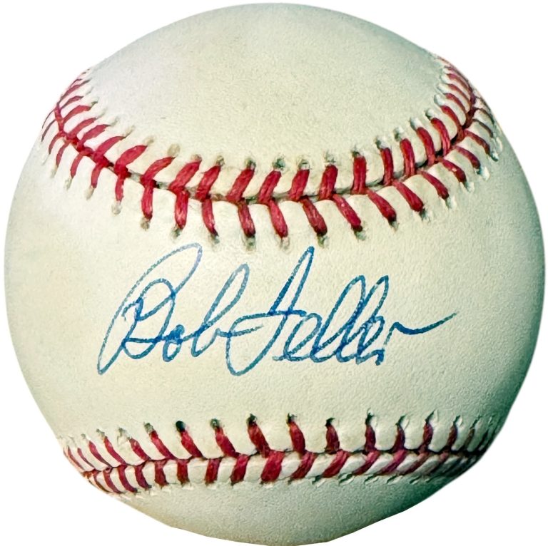 Bob Feller signed Official Rawlings ROAL American League Baseball Minor Tone-COA