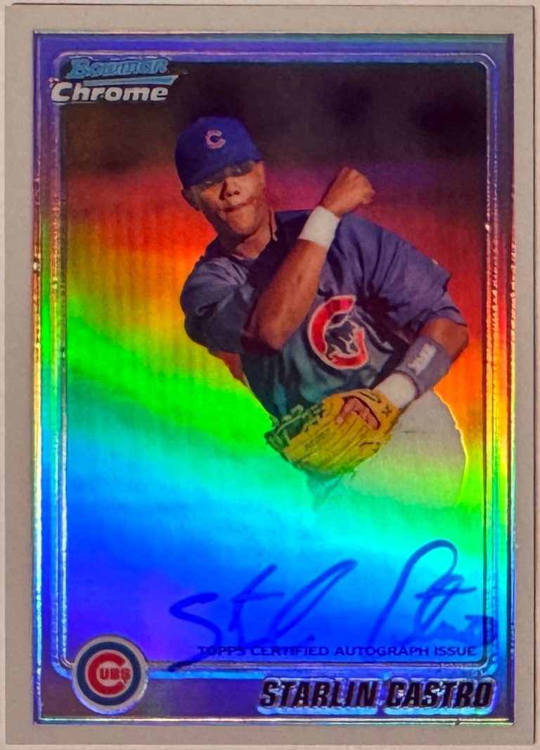 Starlin Castro signed 2010 Bowman Chrome Refractor Cubs On Card Auto #BCP100/500