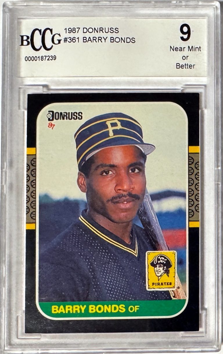 Barry Bonds 1987 Donruss Rookie Card (RC) #361- Beckett BCCG Graded 9 NM Better