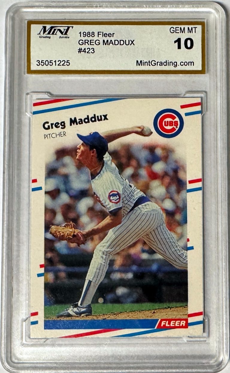 Greg Maddux 1988 Fleer Card #423- Mint Graded 10 Gem Mint (Chicago Cubs/HOF)
