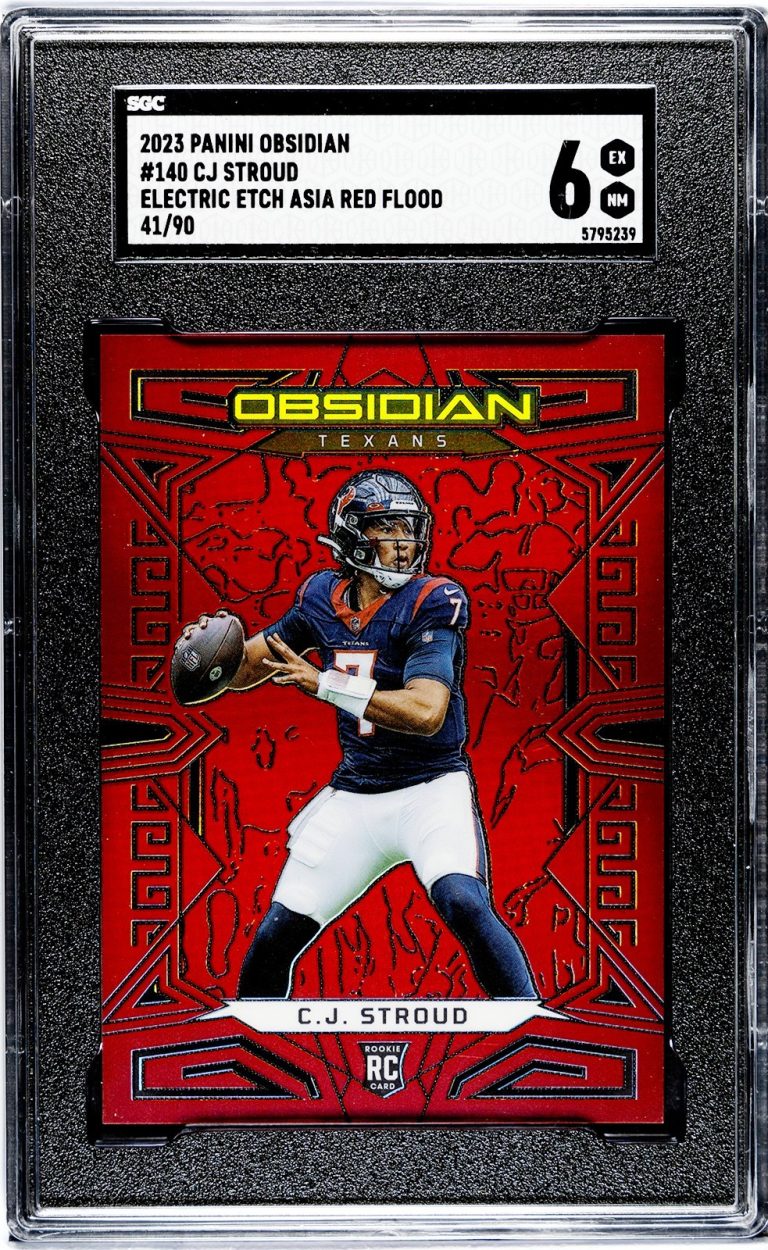 CJ Stroud 2023 Panini Obsidian Electric Etch Asia Red Flood #140 /90-SGC 6 EX-NM