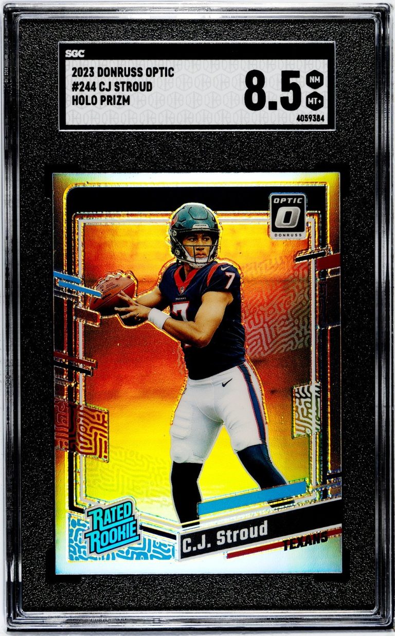 C.J. Stroud 2023 Donruss Optic Holo Prizm Rookie Card #244 SGC Graded 8.5 NM-MT+
