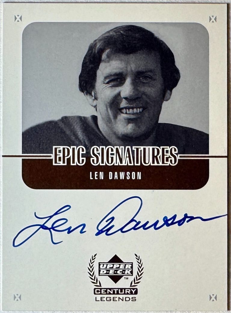 Len Dawson signed 1999 Upper Deck Century Legends Epic Signatures On Card Auto