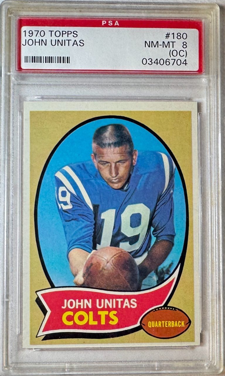 John Unitas 1970 Topps Card #180- PSA Graded 8 (OC) NM-MT (Baltimore Colts/HOF)
