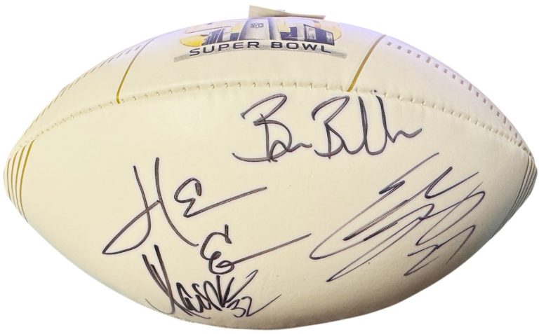 Super Bowl 50 Logo OFC Wilson NFL WP Football 4-sigs B Billick/H Edwards/M Allen