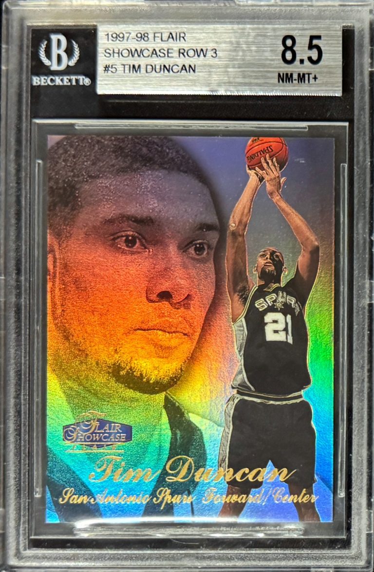 Tim Duncan 1997-98 Flair Showcase Row 3 Rookie Card #5 - BGS Graded 8.5 NM-MT+