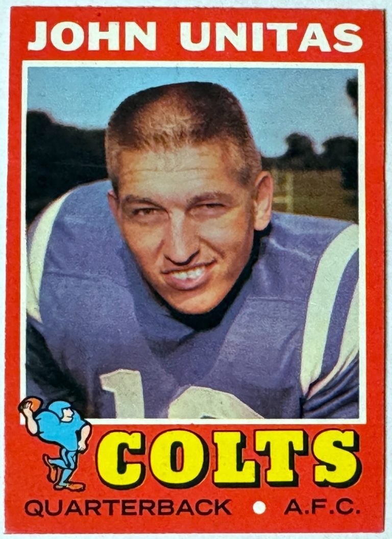 John Unitas 1971 Topps NFL Football Card #1 - (Baltimore Colts/HOF/Golden Arm)