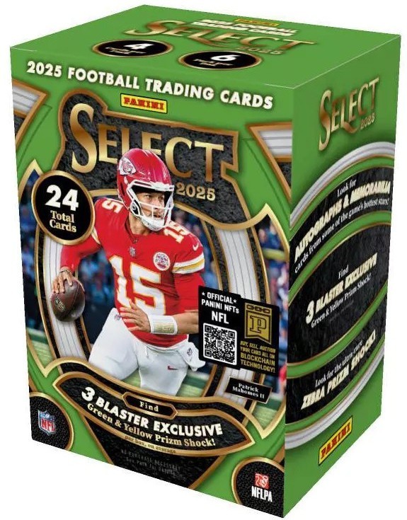 2025 Panini Select Football 6-Pack Blaster Box (Green /Yellow Prizms Shock!) New