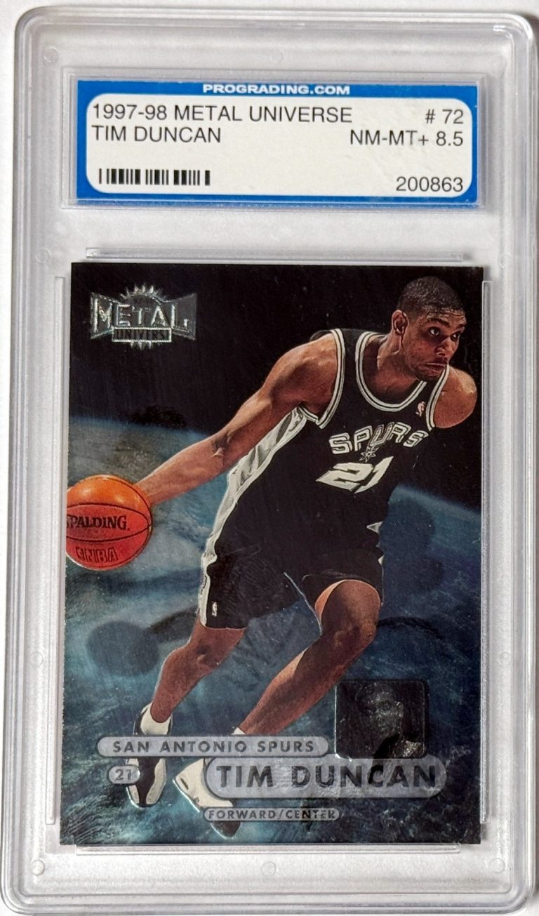 Tim Duncan 1997-98 Metal Universe Rookie Card #72-  Pro Grading 8.5 NM-MT+ Spurs