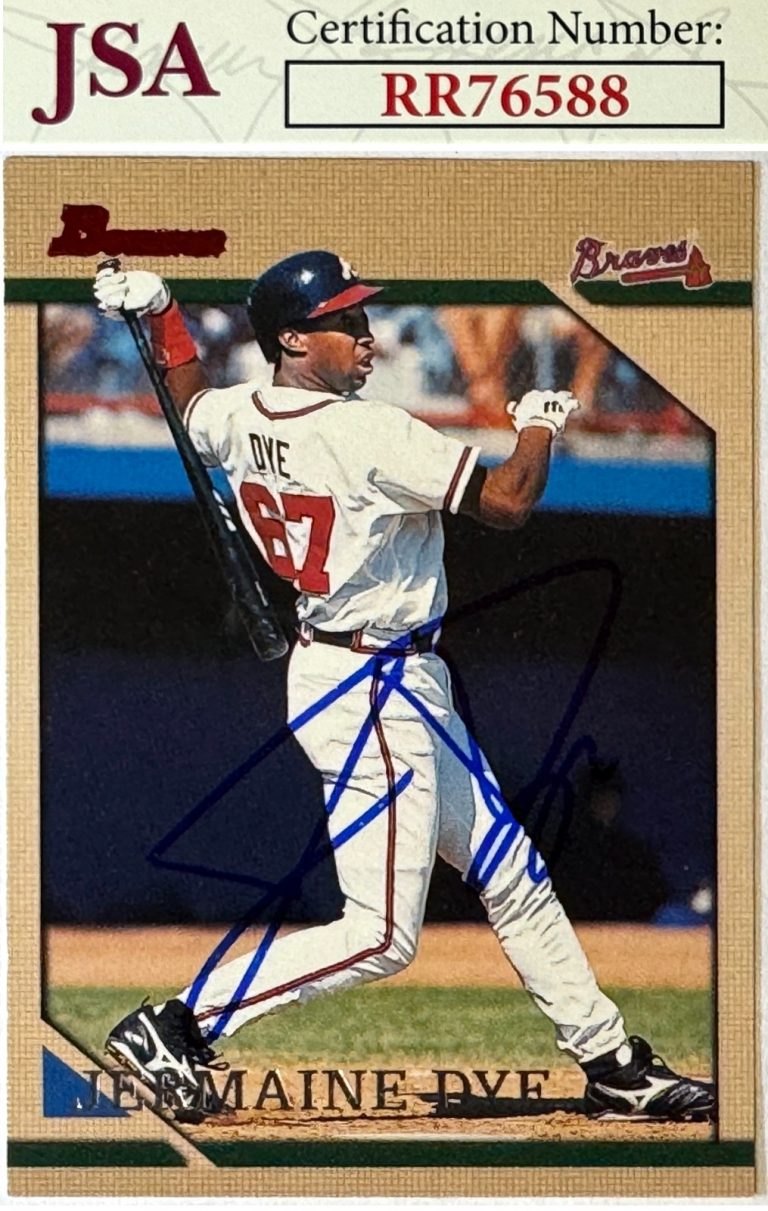 Jermaine Dye signed 1996 Bowman Baseball Card #132 Atlanta Braves - JSA #RR76588