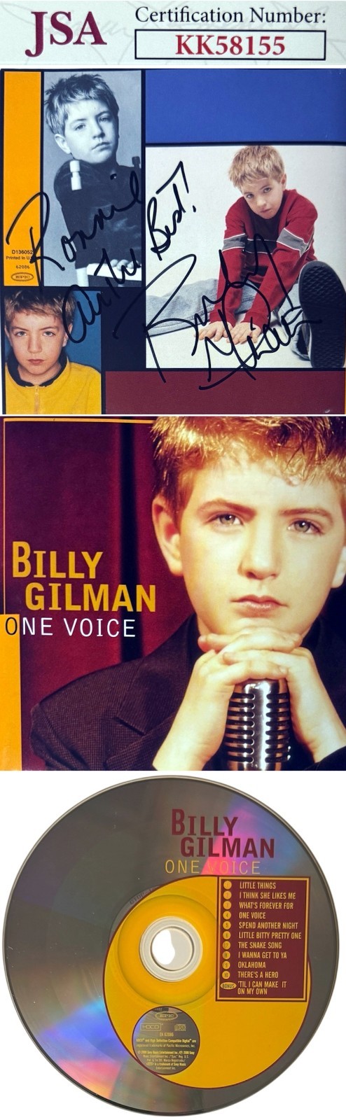 Billy Gilman signed 2000 One Voice Album Booklet Back Cover w/ CD Ronnie - JSA