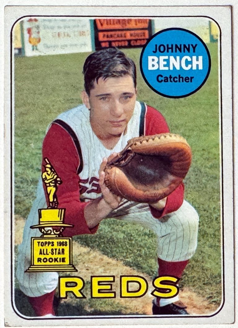 Johnny Bench 1969 Topps All-Star Rookie Card #95-  VG-EX-  (Reds/HOF 2nd Year)