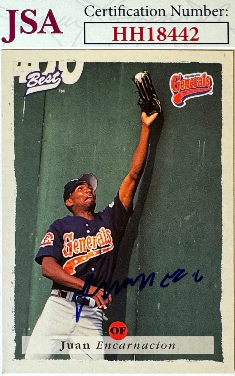Juan Encarnacion signed 1996 Best Minors Rookie On Card Auto #20- JSA (Tigers)