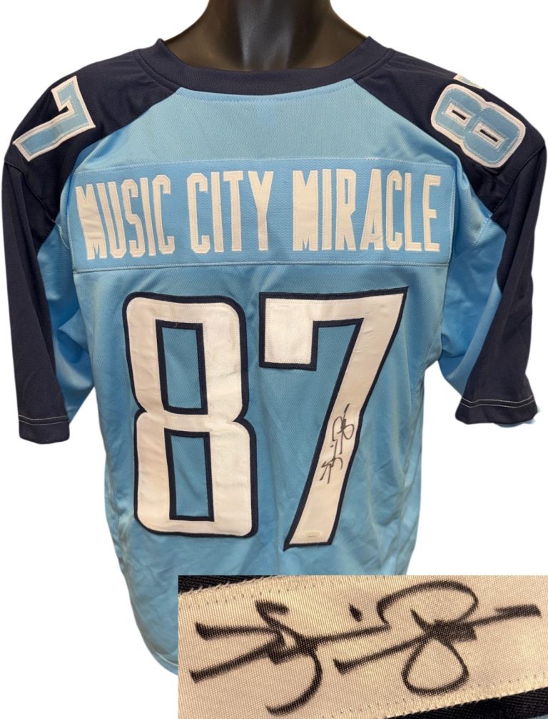Music City Miracle Kevin Dyson signed Light Blue Custom Pro Style Jersey XL- JSA