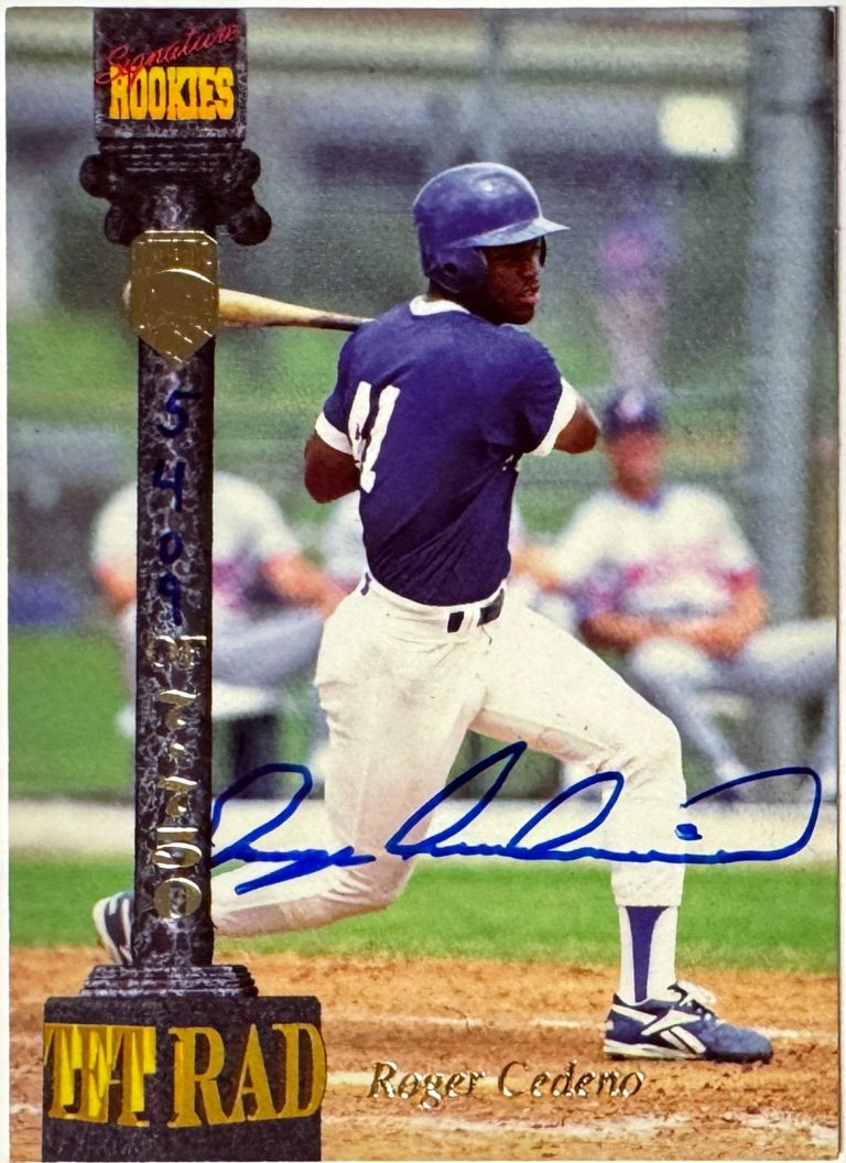 Roger Cedeno signed 1994 Signature Rookies Tetrad On Card Auto #87 - /7750 Dukes