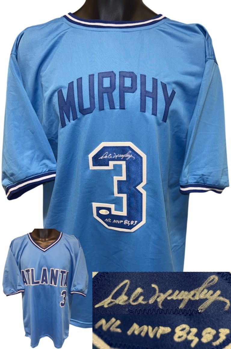 Dale Murphy signed Atlanta Blue Custom Stitched TB Jersey NL MVP 82,83 XL - JSA