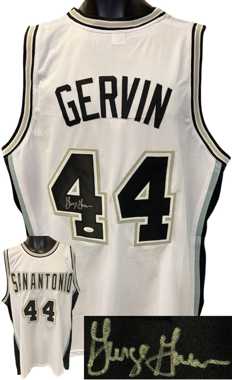George Gervin signed San Antonio White TB Custom Stitched Basketball Jersey- JSA