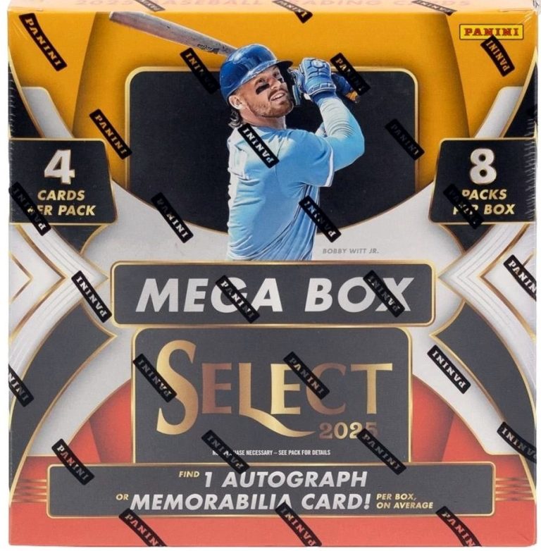 2025 Panini Select MLB Baseball Mega Box- 8 PK/4CPP/32CPB - New/Factory Sealed