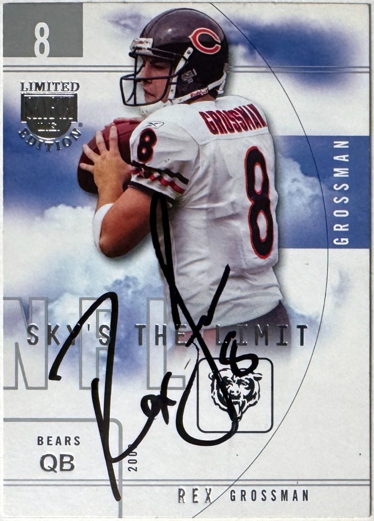 Rex Grossman signed 2003 SkyBox NFL LTD Edition Sky's Limit RC Card #16SL- COA