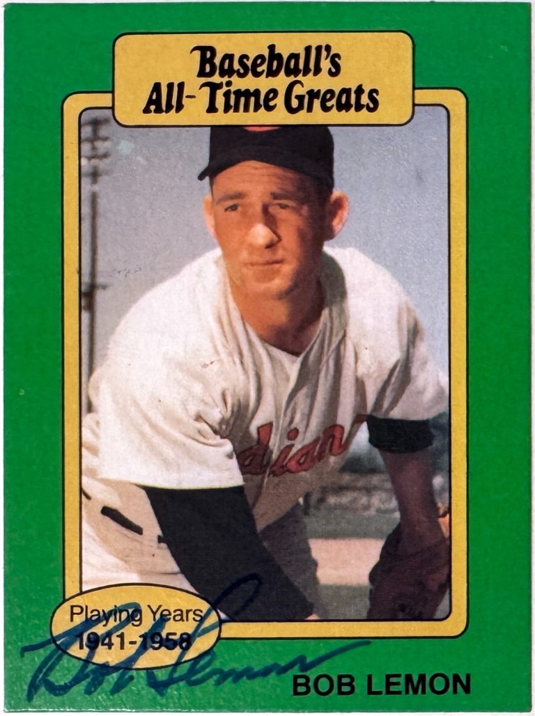 Bob Lemon signed 1987 Hygrade Baseball's All-Time Greats On Card Auto - COA/HOF