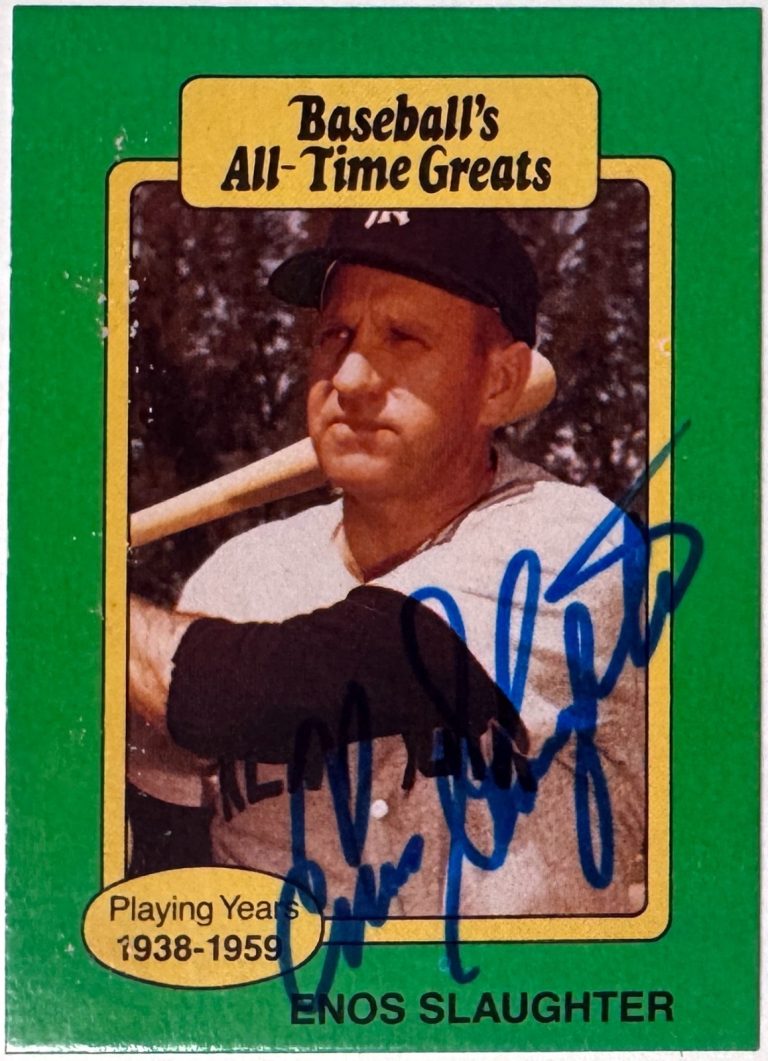 Enos Slaughter signed 1987 Hygrade Baseball's All-Time Greats On Card Auto - COA