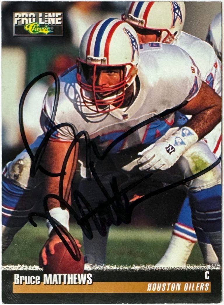Bruce Matthews signed 1995 Classic Pro Line On Card Auto #10- COA (Oilers/HOF)