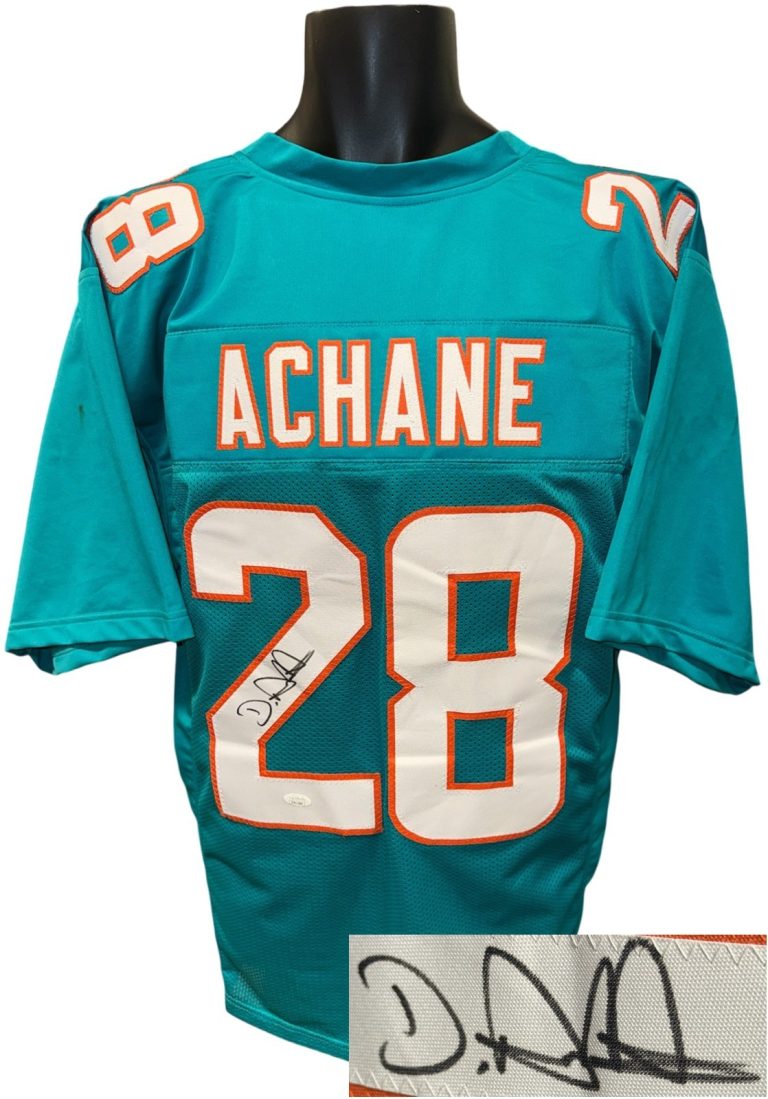 De'Von Achane signed Miami Teal Custom Stitched Pro Style Football Jersey - JSA
