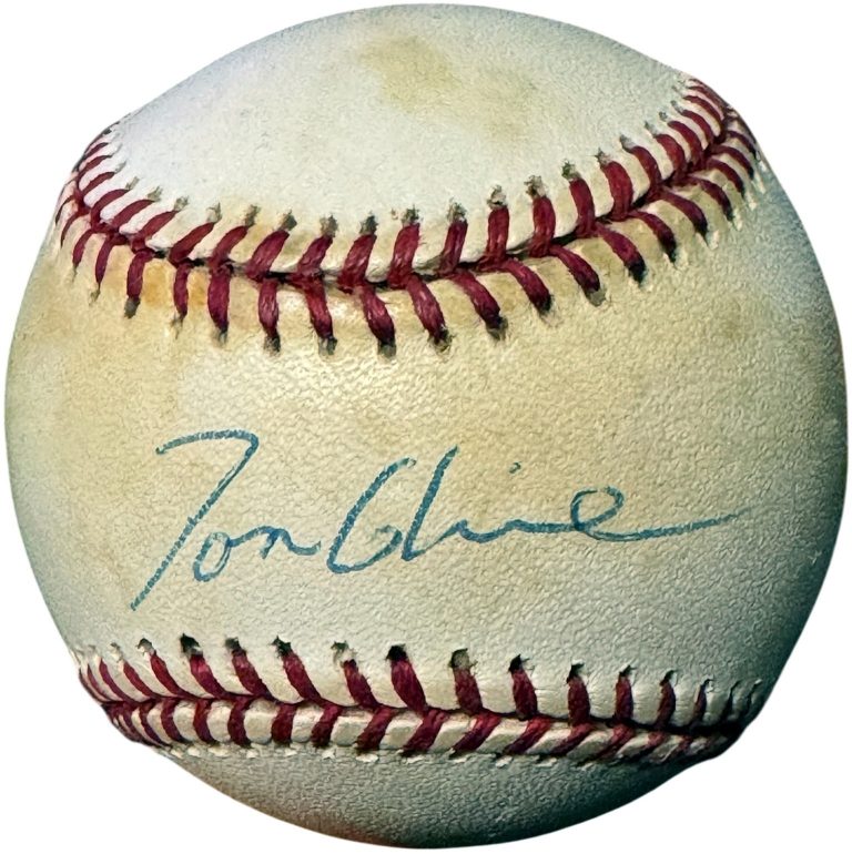 Tom Glavine signed Rawlings Official National League Baseball toned - COA/Braves
