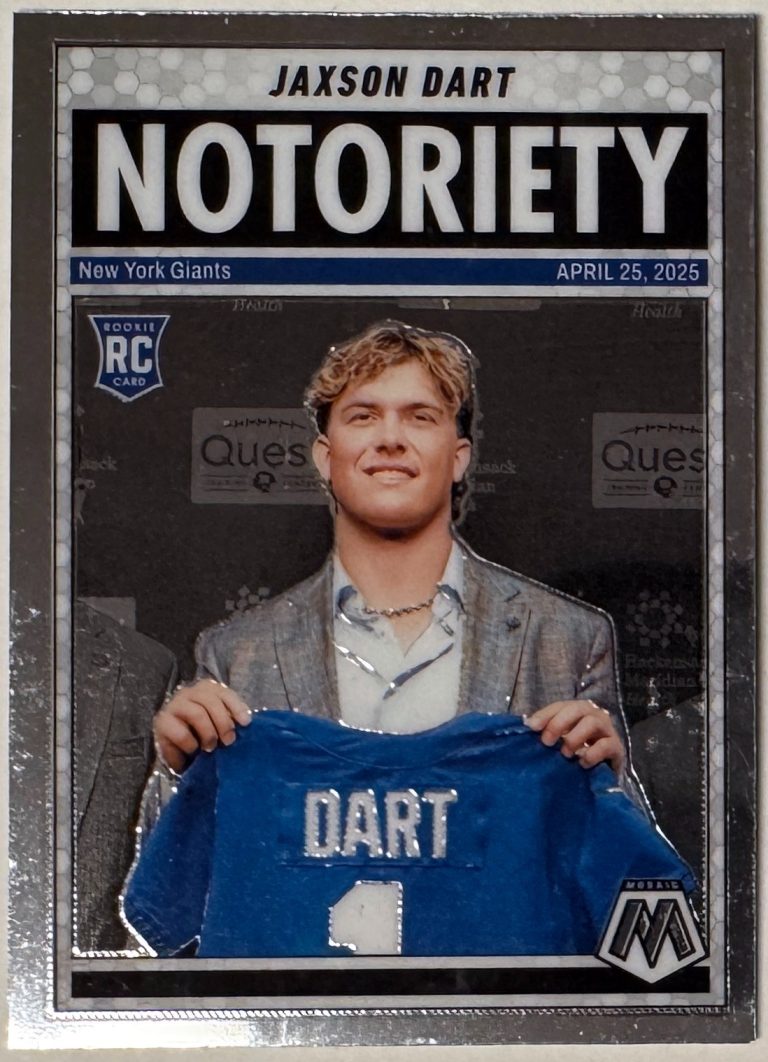Jaxson Dart 2025 Panini Mosaic Notoriety Rookie Card (RC) #11  (New York Giants)