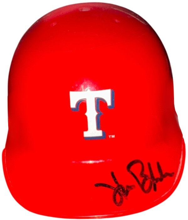 Hank Blalock signed Texas Rangers Riddell MLB Mini Batting Helmet Imperfect- COA