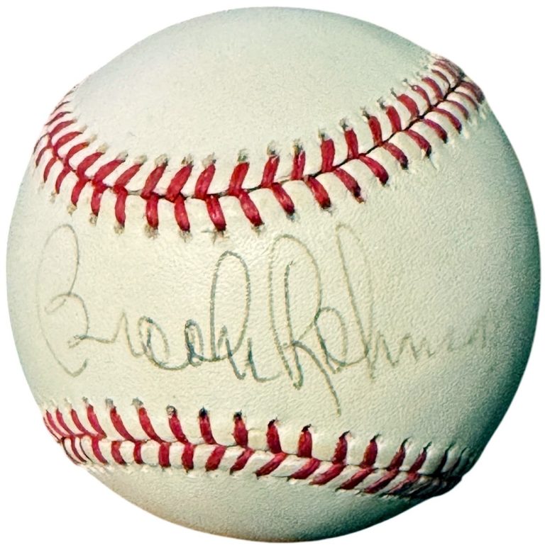 Brooks Robinson signed ROAL Rawlings OFC American League Baseball imperfect -COA