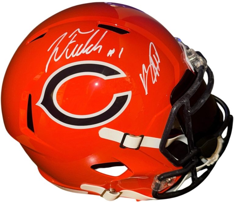 Justin Fields & Keenan Allen dual signed Bears Speed FS Rep Helmet w/ Visor- JSA
