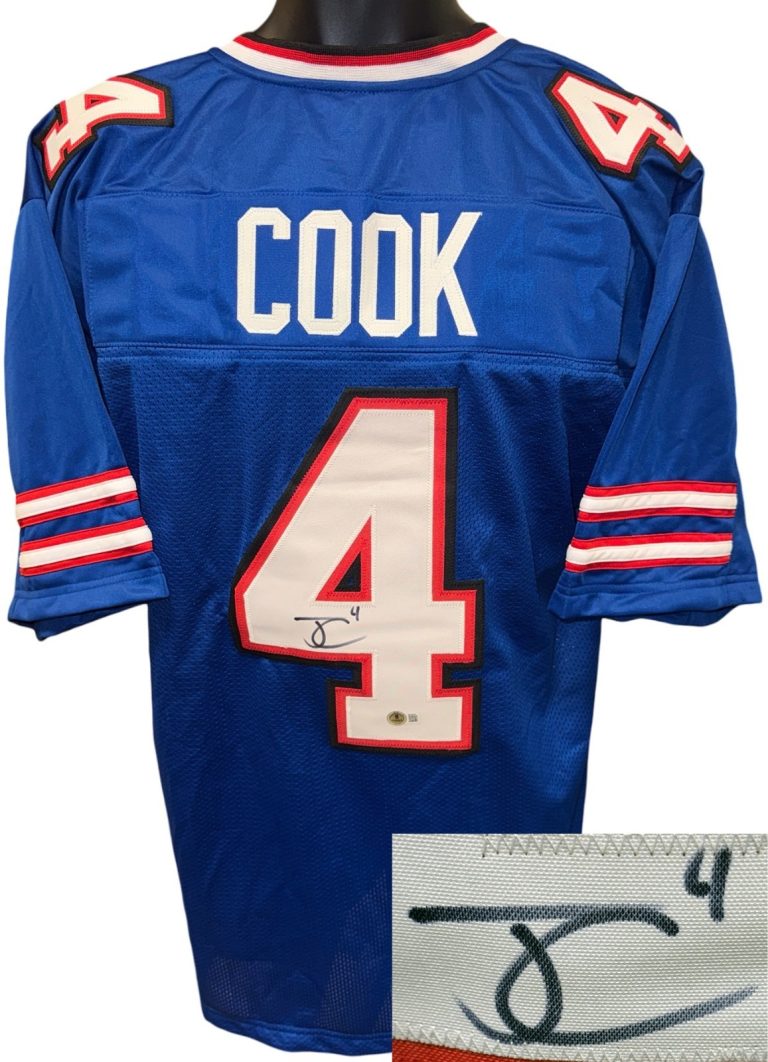 James Cook signed Buffalo Blue Custom Stitched Pro Style Football Jersey XL-BAS