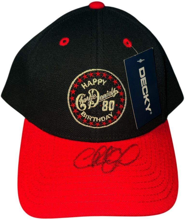 Charlie Daniels signed 2016 Happy 80th Birthday Logo Decky Cap Brand New - COA