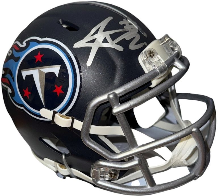 Tyjae Spears signed Tennessee Titans Riddell NFL Speed TB Mini Helmet #2 - COA