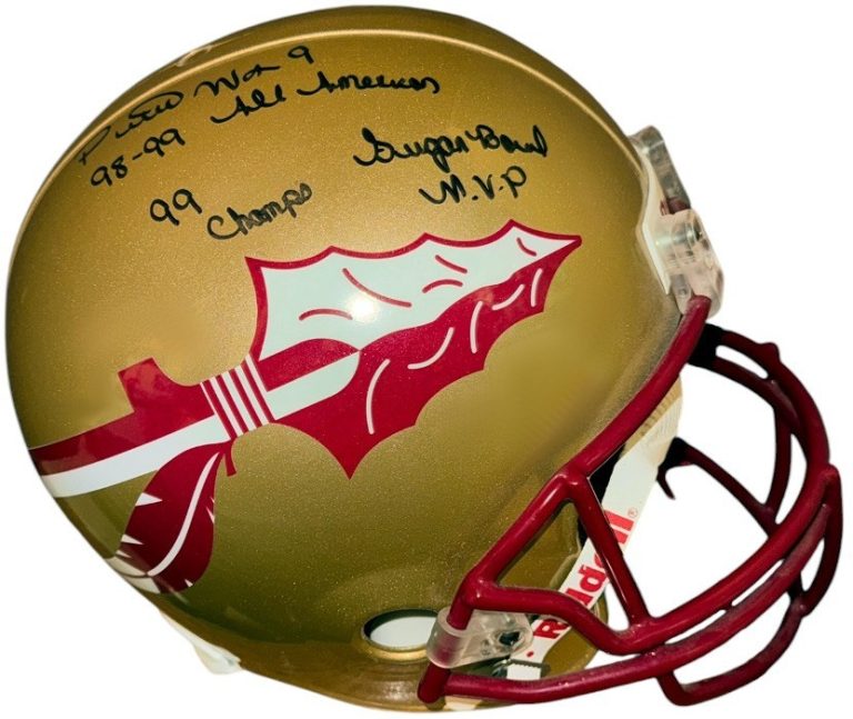 Peter Warrick signed Florida State FS Rep Helmet w/ All American/Champs/MVP- PSA
