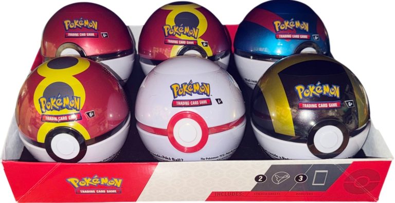 Pokémon TCG L25 PokeBall Tins 18 Booster Packs Display Tray - Lot Of 6 Tins -New