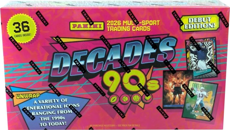 2026 Panini Decades 90s Multi-Sport Trading Card Mega Box Debut Edition - Sealed