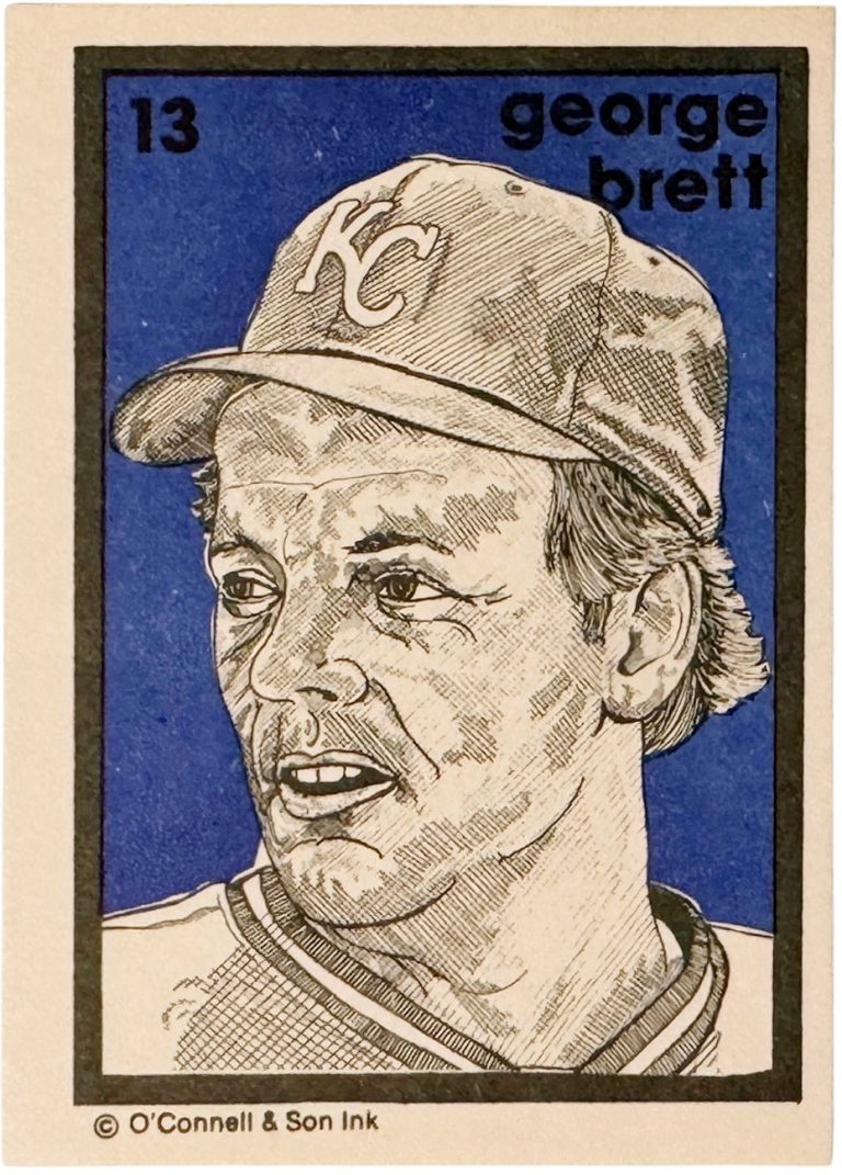 George Brett 1984 O'Connell & Son Mini Print Art Card #13 (K. C. Royals/HOF)