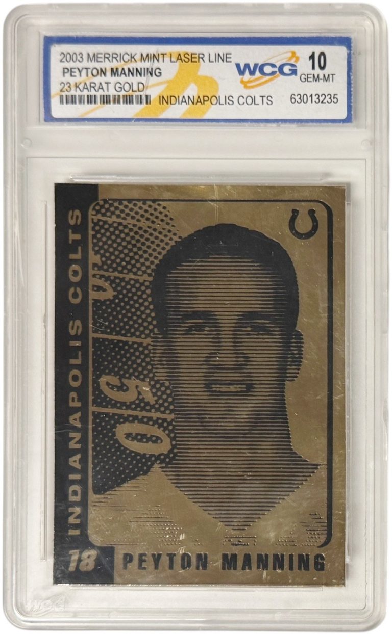 Peyton Manning 2003 Merrick Mint Laser Line 23K Gold Card-WCG Graded 10 Gem Mint