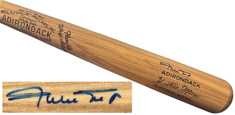 Willie Mays signed Adirondack Model 302 Whip Action Name Engraved Bat - Beckett